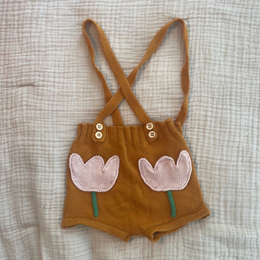 Oeuf tulip short overalls, 6M